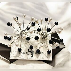 Sassy Jones Dominique Black and White Pearl Earrings